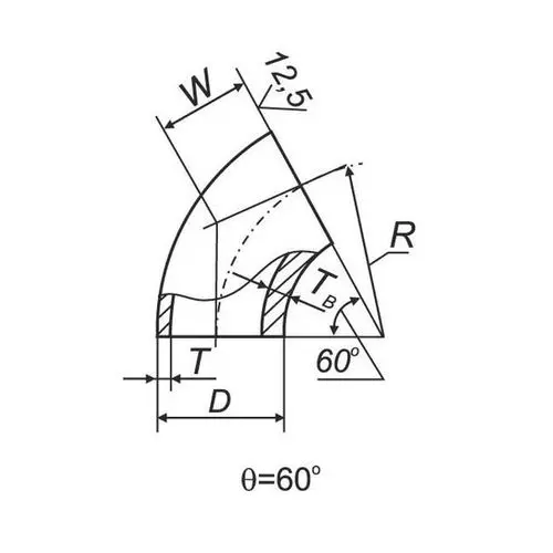 Отводы 60 в ВУС 65x76x6 мм 09Г2С ГОСТ 17375-2001