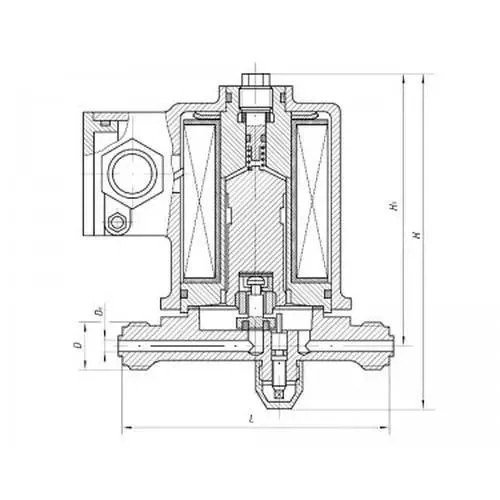 Латунный запорный проходной штуцерный клапан с электромагнитным и ручным приводом