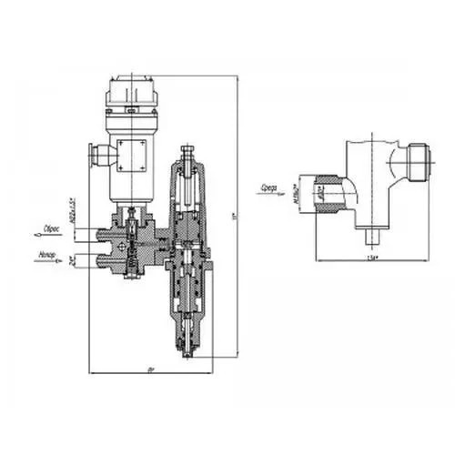 Латунный запорный штуцерный проходной клапан с электро-пневмоприводом