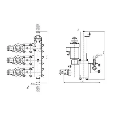 Колонка клапанная - 3 клапана запорных проходных дистанционно-управляемых 32x400 мм 526-35.337 (ИПЛТ.492111.033)