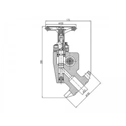 Клапан бронзовый угловой запорный бортовой с невозвратником и ручным приводом 522-36.121 (ИПЛТ.49121604 ) 