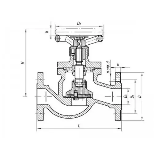 Латунный запорный проходной фланцевый клапан 521-35.3442-05 (ИТШЛ.49111514-05) 