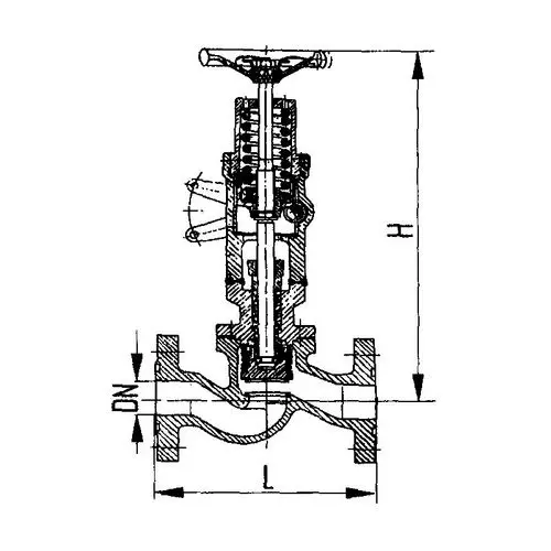 Фланцевый проходной быстрозапорный судовой клапан с тросиковым приводом с ручным управлением 521-0319 